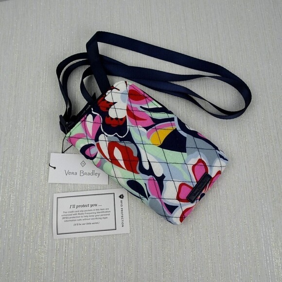 Vera Bradley Mod Paisley RFID Mini Cellphone ID Crossbody Factory Style Quilted - Picture 1 of 10